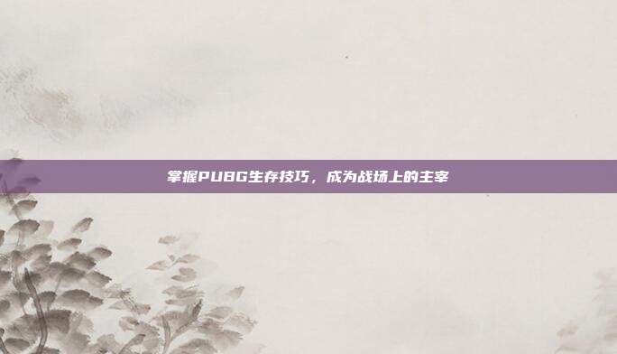 掌握PUBG生存技巧,成为战场上的主宰