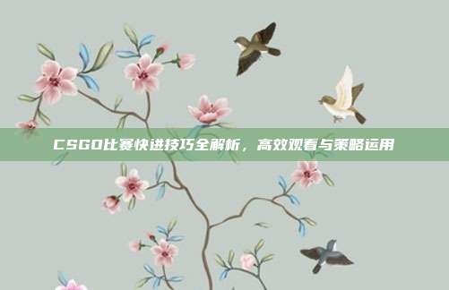 CSGO比赛快进技巧全解析,高效观看与策略运用