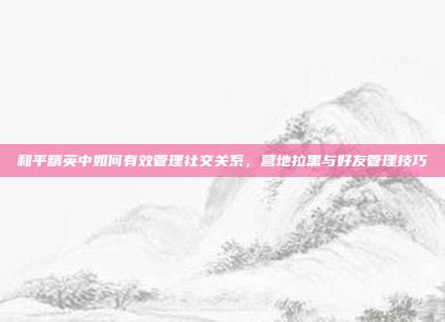 和平精英中如何有效管理社交关系,营地拉黑与好友管理技巧
