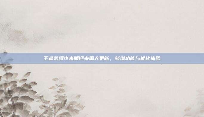 王者荣耀小米版迎来重大更新,新增功能与优化体验