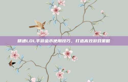 精通LOL手游金币使用技巧,打造高效游戏策略
