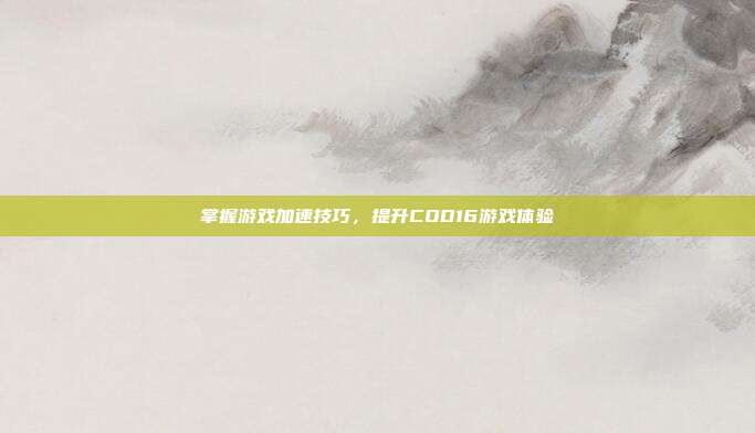 掌握游戏加速技巧,提升COD16游戏体验