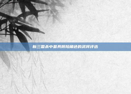 新三国杀中最具阴险角色的武将评选