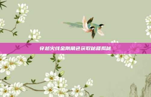 穿越火线金刚角色获取秘籍揭秘