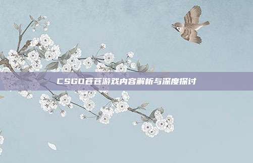 CSGO苍苍游戏内容解析与深度探讨