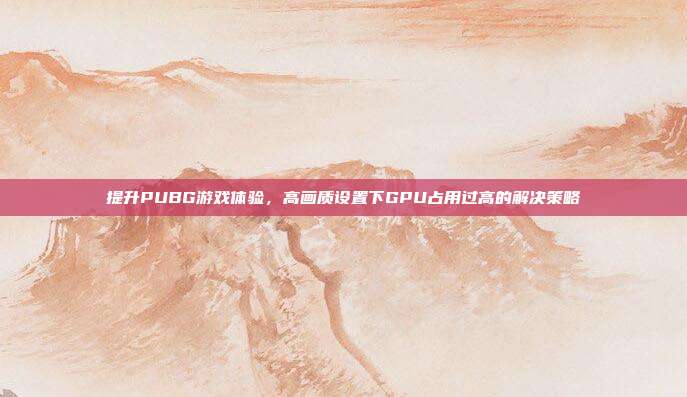 提升PUBG游戏体验,高画质设置下GPU占用过高的解决策略