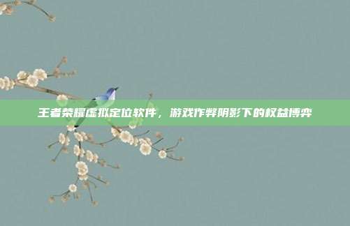 王者荣耀虚拟定位软件,游戏作弊阴影下的权益博弈