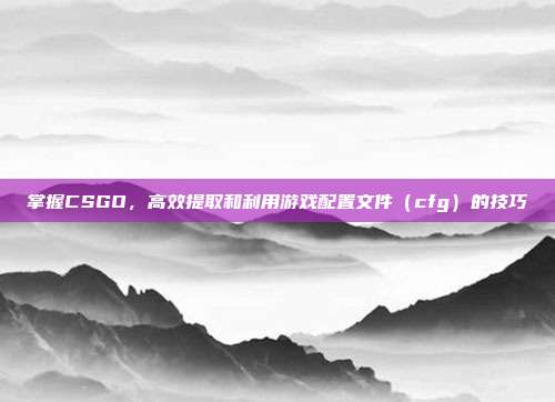 掌握CSGO,高效提取和利用游戏配置文件(cfg)的技巧