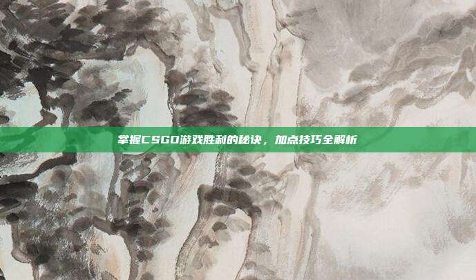 掌握CSGO游戏胜利的秘诀,加点技巧全解析