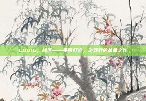 COD16,战区——暴雪打造,游戏界的革命之作
