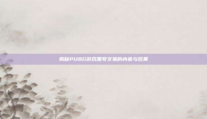 揭秘PUBG游戏黑号交易的内幕与后果