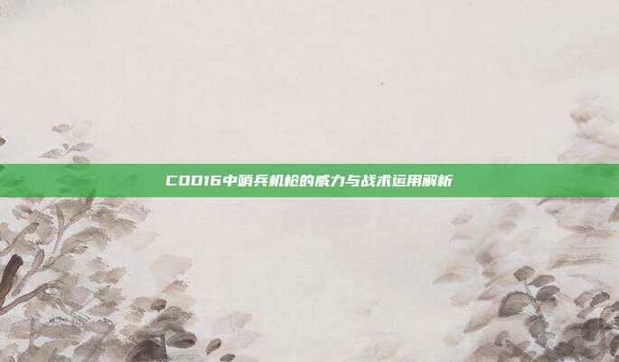 COD16中哨兵机枪的威力与战术运用解析