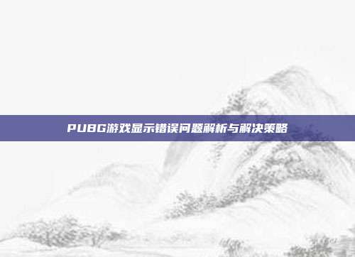 PUBG游戏显示错误问题解析与解决策略
