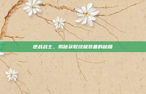 逆战战士,揭秘获取终极装备的秘籍