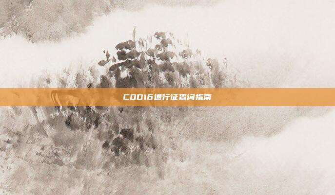 COD16通行证查询指南