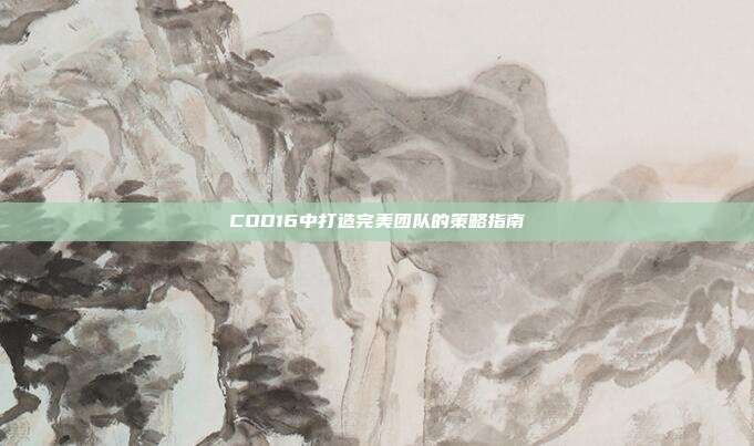 COD16中打造完美团队的策略指南
