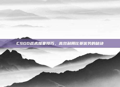 CSGO战术加塞技巧,高效利用比赛优势的秘诀