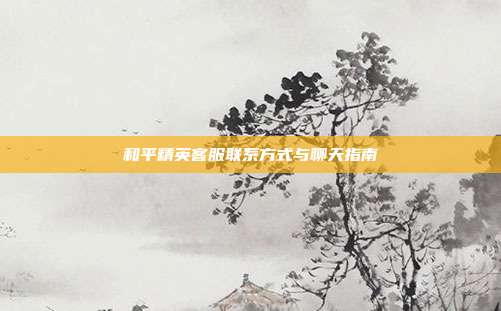 和平精英客服联系方式与聊天指南
