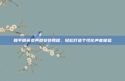 和平精英变声器安装教程,轻松打造个性化声音体验