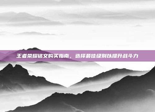 王者荣耀铭文购买指南,选择最佳级别以提升战斗力