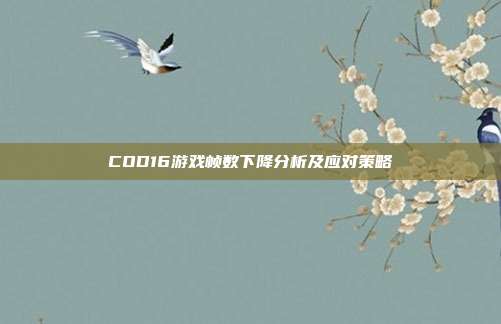 COD16游戏帧数下降分析及应对策略