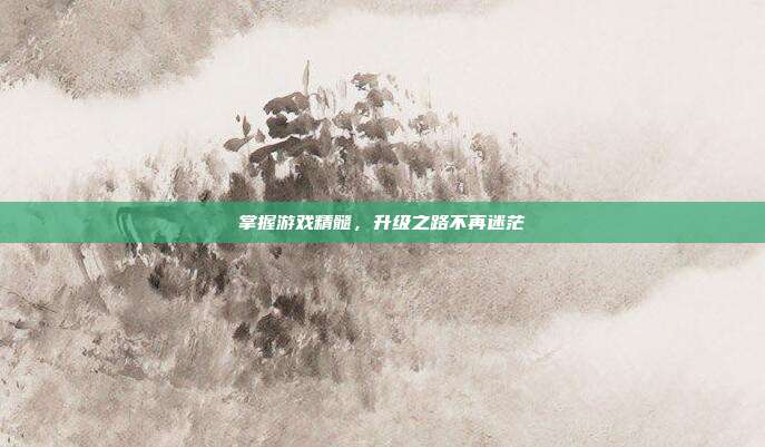 掌握游戏精髓,升级之路不再迷茫