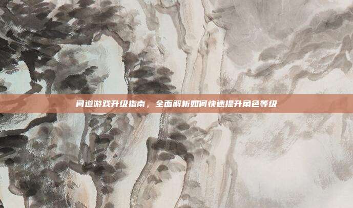 问道游戏升级指南,全面解析如何快速提升角色等级
