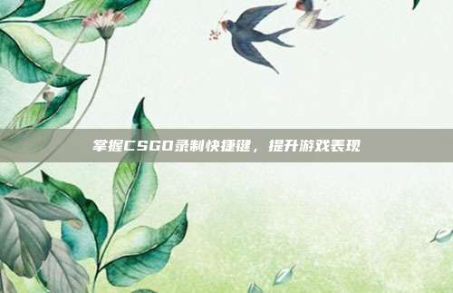 掌握CSGO录制快捷键,提升游戏表现