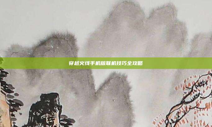 穿越火线手机版联机技巧全攻略