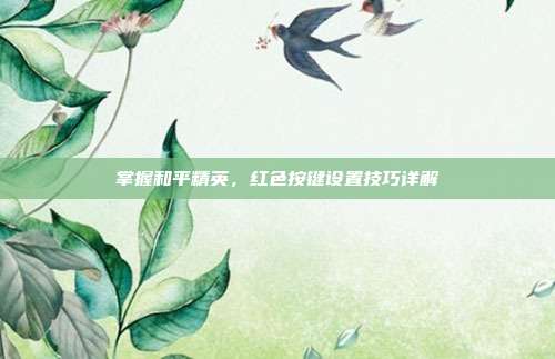 掌握和平精英,红色按键设置技巧详解