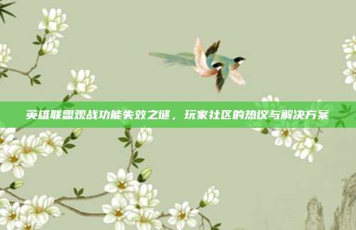英雄联盟观战功能失效之谜,玩家社区的热议与解决方案