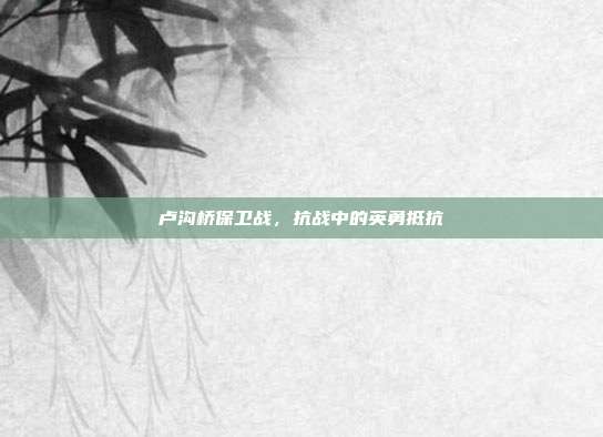 卢沟桥保卫战,抗战中的英勇抵抗