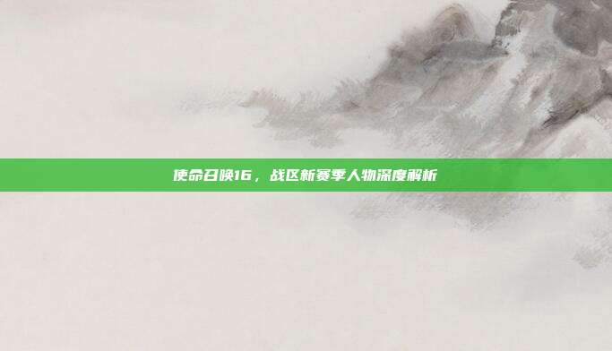 使命召唤16,战区新赛季人物深度解析