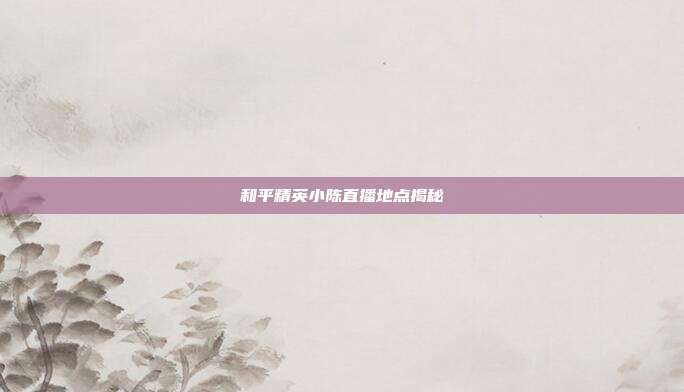 和平精英小陈直播地点揭秘