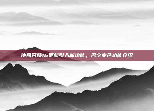 使命召唤16更新引入新功能,名字变色功能介绍