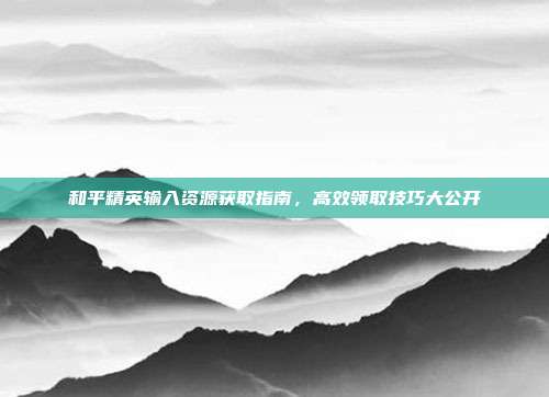 和平精英输入资源获取指南,高效领取技巧大公开