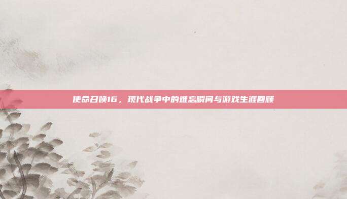 使命召唤16,现代战争中的难忘瞬间与游戏生涯回顾