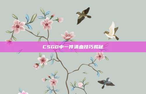 CSGO中一件清血技巧揭秘