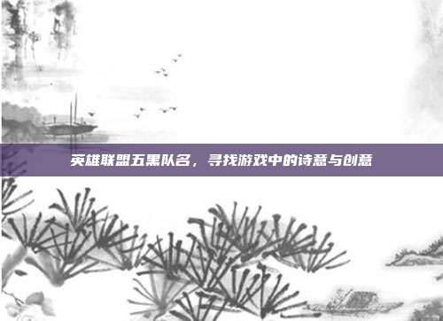 英雄联盟五黑队名,寻找游戏中的诗意与创意