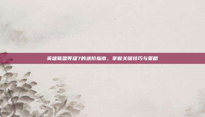 英雄联盟等级7的进阶指南,掌握关键技巧与策略