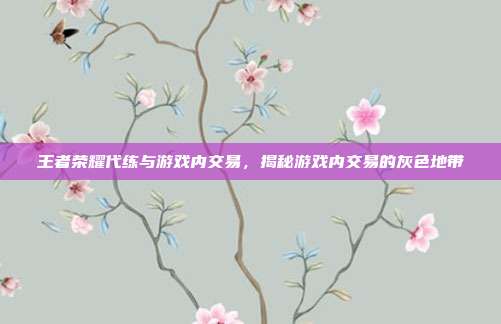 王者荣耀代练与游戏内交易,揭秘游戏内交易的灰色地带