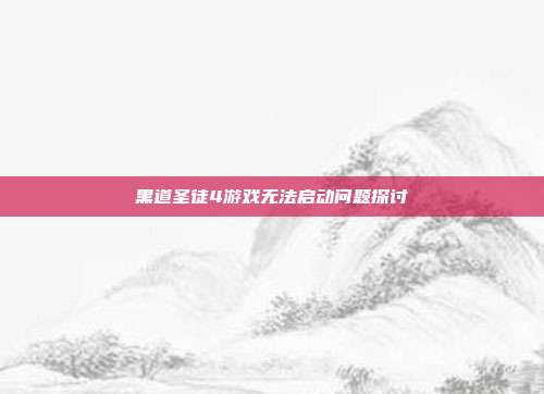 黑道圣徒4游戏无法启动问题探讨