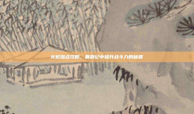 火枪加点攻略,鹿鼎记中提升战斗力的秘籍