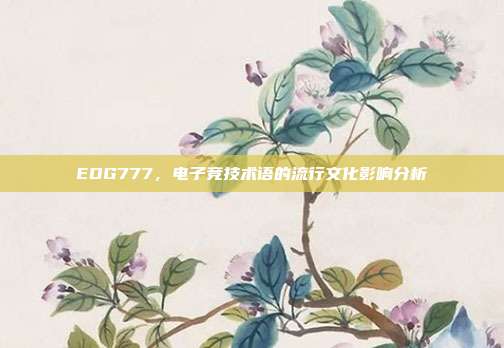 EDG777,电子竞技术语的流行文化影响分析
