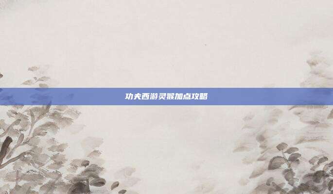 功夫西游灵猴加点攻略