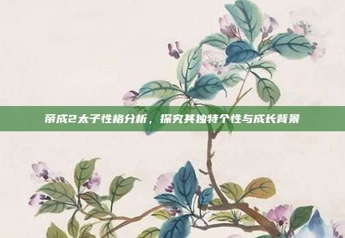 帝成2太子性格分析,探究其独特个性与成长背景