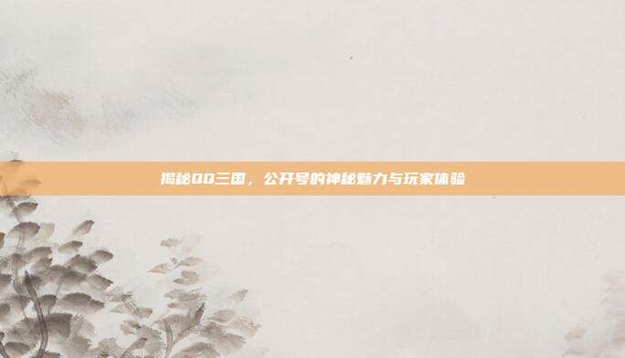 揭秘QQ三国,公开号的神秘魅力与玩家体验