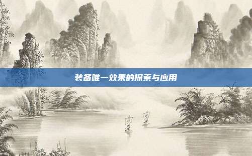 装备唯一效果的探索与应用