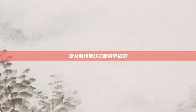 少女前线夜战装备携带指南