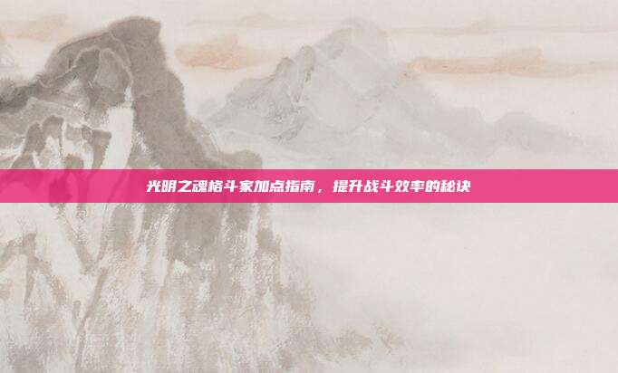 光明之魂格斗家加点指南,提升战斗效率的秘诀